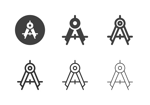 Drawing Compass Icons Multi Series Vector EPS File.