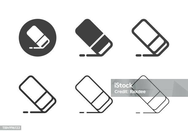 Eraser Icons Multi Series Stock Illustration - Download Image Now - Eraser, Icon Symbol, Rubber - Material