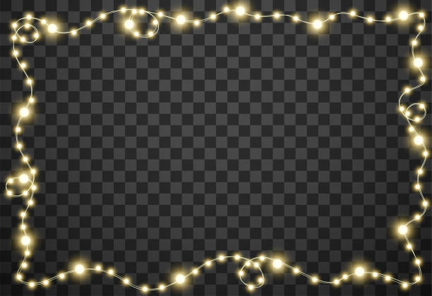 ilustrações de stock, clip art, desenhos animados e ícones de christmas lights isolated on transparent background, vector illustration - winter abstract new frame