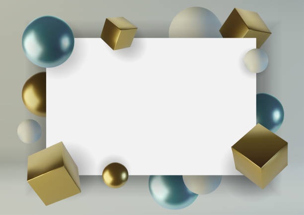 istock Realistic spheres and cubes. Abstract background of primitive geometric figures. Design element of 3d golden and blue ball and box. Vector illustration 1185005930