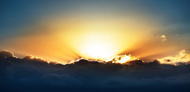istock Blue sky with clouds and sunrise. 1185006075
