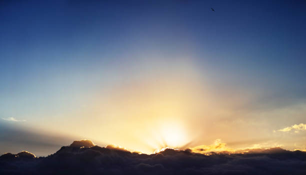 istock Blue sky with clouds and sunrise. 1185006082