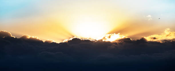 istock Blue sky with clouds and sunrise. 1185006085