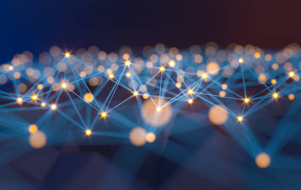 istock abstract blue background with small bulbs like stars - 3d illustration - rendering 1185006898