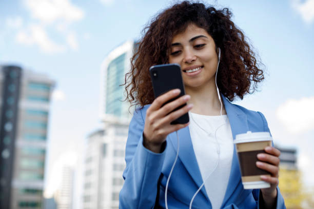 istock Young happy businesswoman communting to work 1185007183