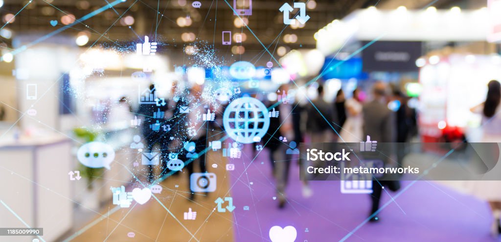 Social networking service concept. communication network. Exhibition Stock Photo