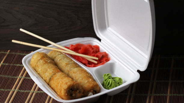 istock Salmon sushi rolls, japanese food 1185010120