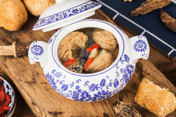 istock Hericium mushroom black chicken stew, Chinese cuisine 1185010573