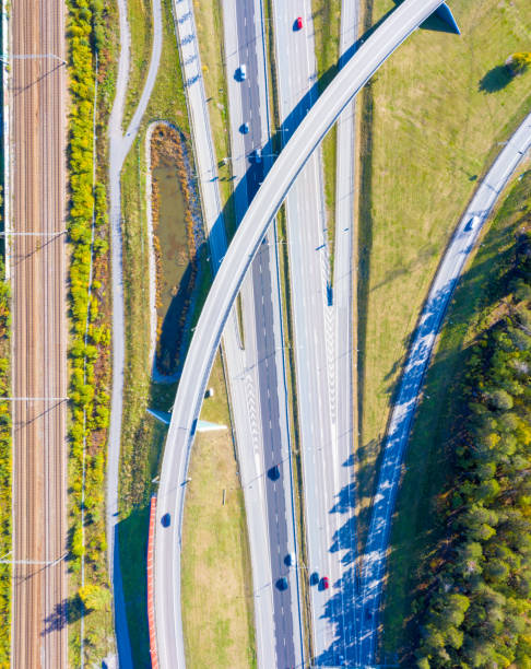 istock Highway seen from air, early fall colors 1185015002