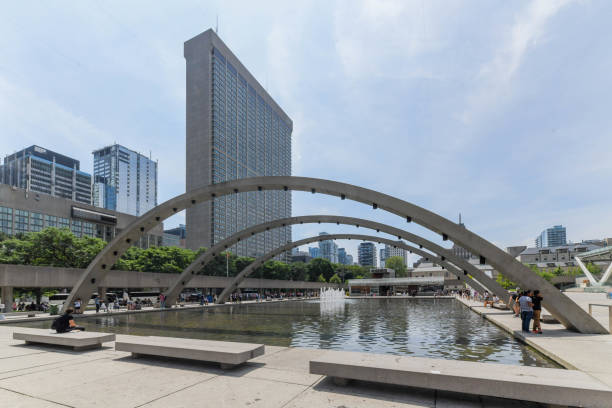 Day view of Toronto City Hall, or New City Hall in Toronto, Ontario, Canada Toronto, Canada -  05/08/2019 - Day view of Toronto City Hall, or New City Hall in Toronto, Ontario, Canada toronto international film festival stock pictures, royalty-free photos & images