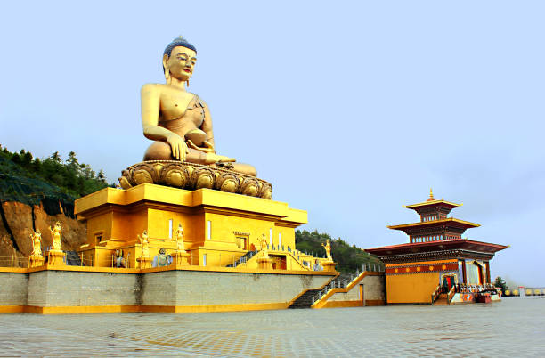 Great Buddha Dordenma - 54 meter tall copper Buddha statue in Thimphu, Bhutan stock photo