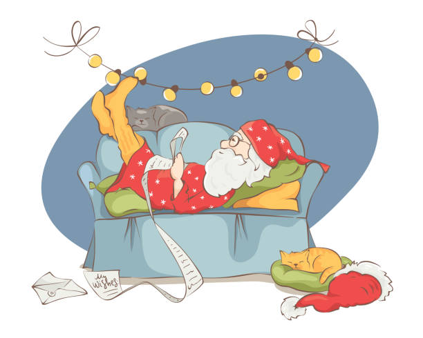 ilustrações, clipart, desenhos animados e ícones de desejos de natal. - domestic cat indoors domestic life image