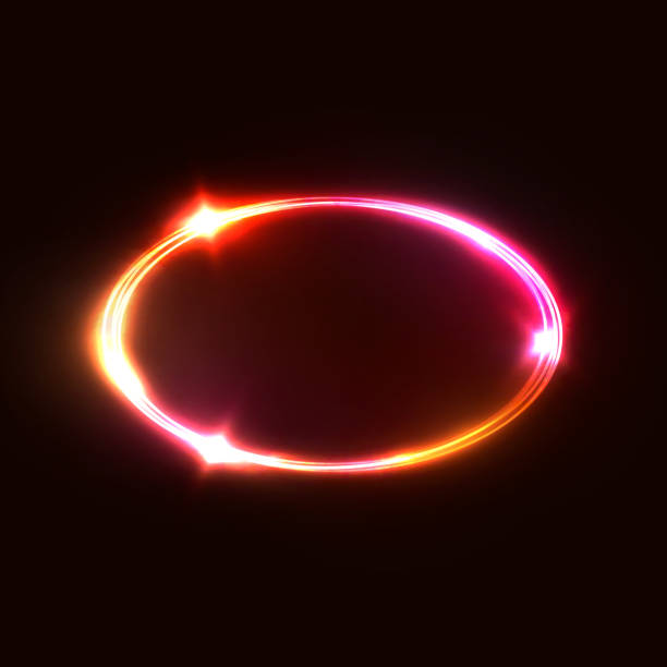 istock Oval frame. Neon sign with light sparkles. Glowing logo design. Pink red yellow ellipse background. Bright colors vector illustration. 1185025228