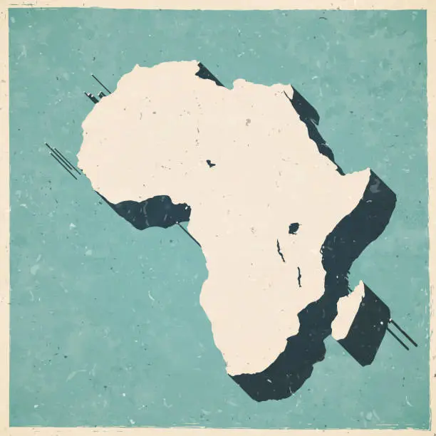 Vector illustration of Africa map in retro vintage style - Old textured paper