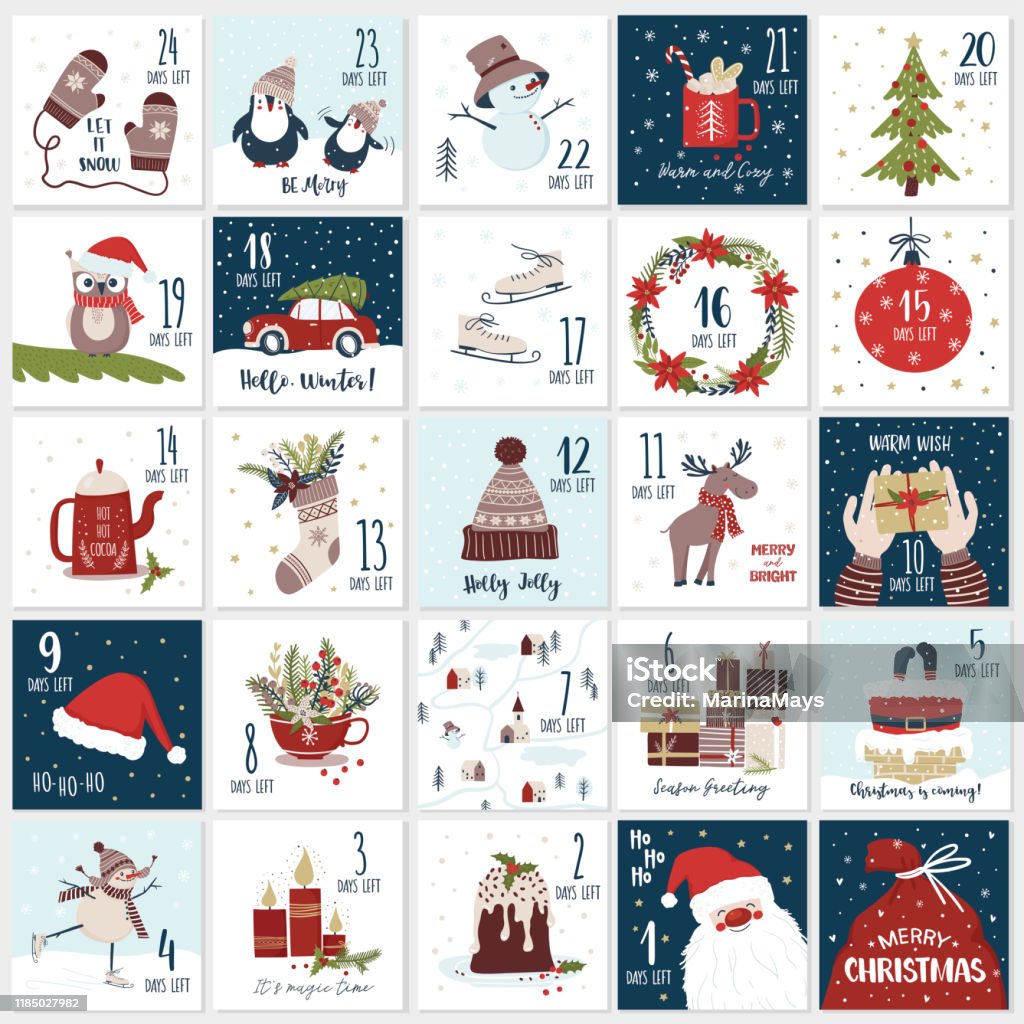 Vetores de Calendário Do Advento Dos Desenhos Animados Do Natal Contagem  Regressiva Até O Jogo Do Natal e mais imagens de Natal - iStock