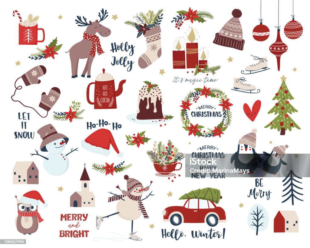 Ilustración de Conjunto De Navidad Y Año Nuevo Ilustración Vectorial De  Dibujos Animados y más Vectores Libres de Derechos de Navidad - iStock
