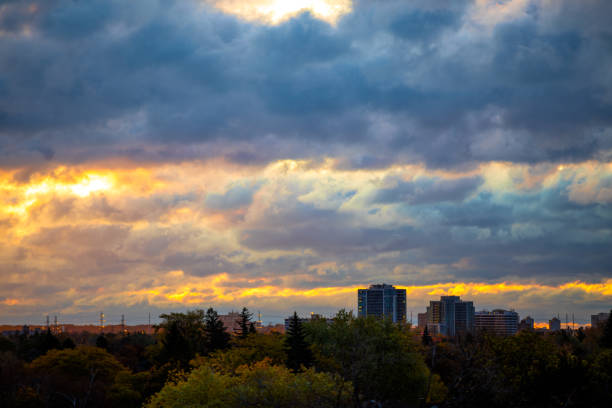 istock Sunrise or dawn with dramatic sky, Toronto, Canada 1185028235