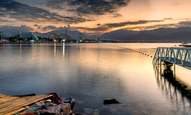 istock Night on the central public beach of Eilat 1185030456