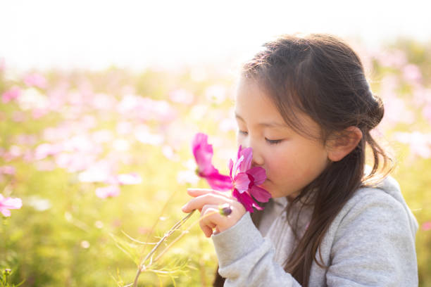 istock Girl playing in the cosmos field 1185032596