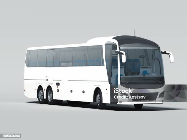 Bus Photo In Modern White Realistic Bus Isolated On Gray Background 3d Rendering ...
