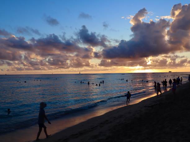 istock Sunset on Waikiki Beach Honolulu Hawaii 1185037362