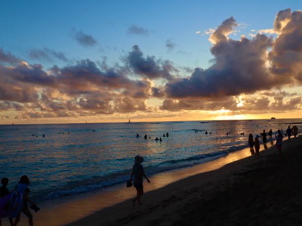 istock Sunset on Waikiki Beach Honolulu Hawaii 1185037399