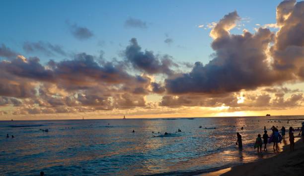 istock Sunset on Waikiki Beach Honolulu Hawaii 1185037422