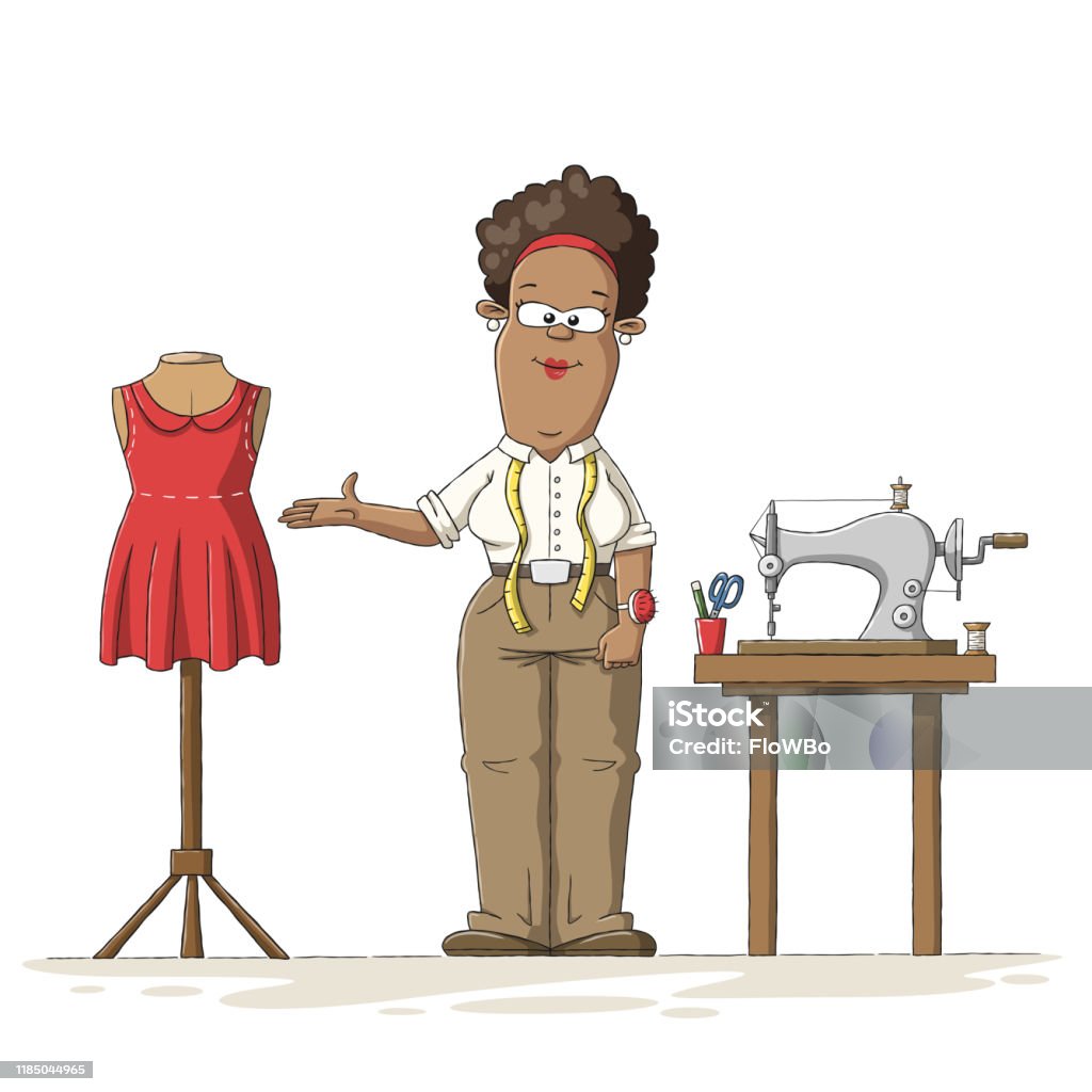 Tailor With Utensils Stock Illustration - Download Image Now - Tailor, One  Woman Only, Women - iStock