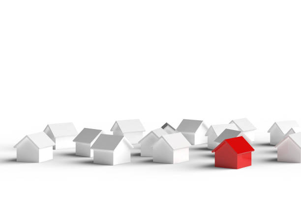 istock Group of blurred house isolated on white background. 3D Illustration. 1185051146
