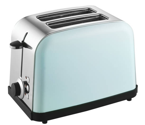 modernen klassischen toaster isoliert weißen hintergrund - getoastet stock-fotos und bilder