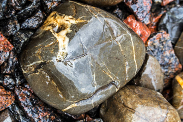 istock Round, big wet pebbles. Stone texture 1185060754