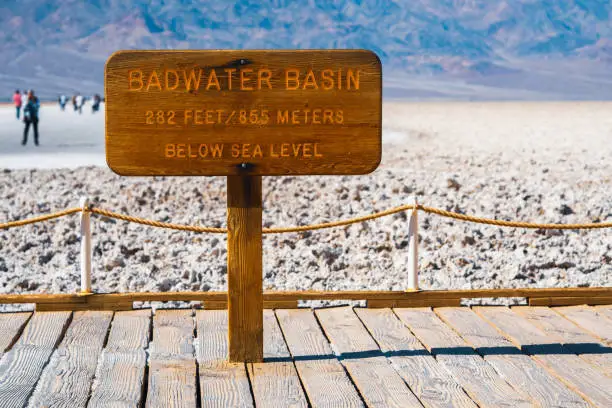 Famous touristic destination. Badwater, Death Valley National Park, California
