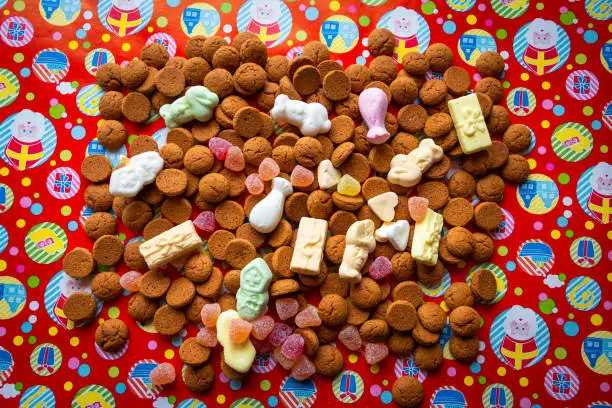 Traditional candy with tumtum and peppernuts for the dutch St. Nicholas' Day on december the fifth. Typical dutch folklore