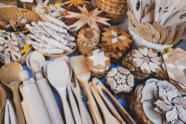 istock Wooden kitchen utensils at the craft fair stall 1185062492