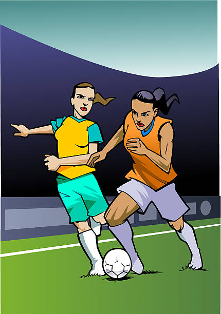 Soccer Girls/Women vector art illustration