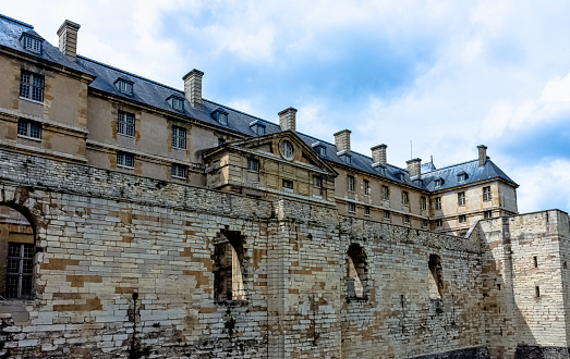 Vincennes, Val-de-Marne, France - May 26, 2019: Pisture of Chateau de Vincennes tower - massive 14th and 17th century French castle