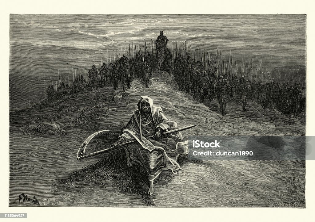 Faucheuse grim diriger l'armée des morts. Orlando Furioso - Illustration de Ange de la Mort libre de droits