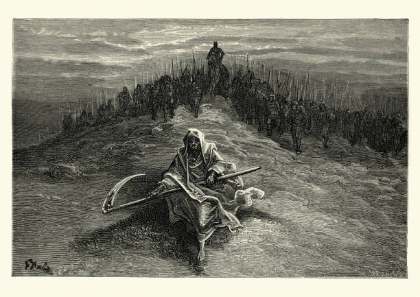 格裡姆收雷者帶領死者的軍隊。奧蘭多·富裡奧索 - 死神 插圖 幅插畫檔、美工圖案、卡通及圖標