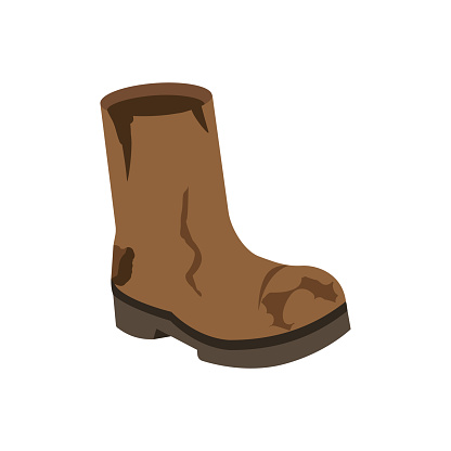 brown old torn boot