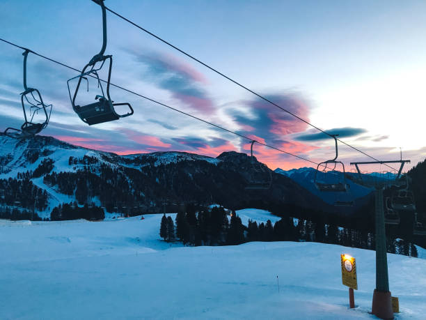istock Winter sunset on the ski slopes 1185066402