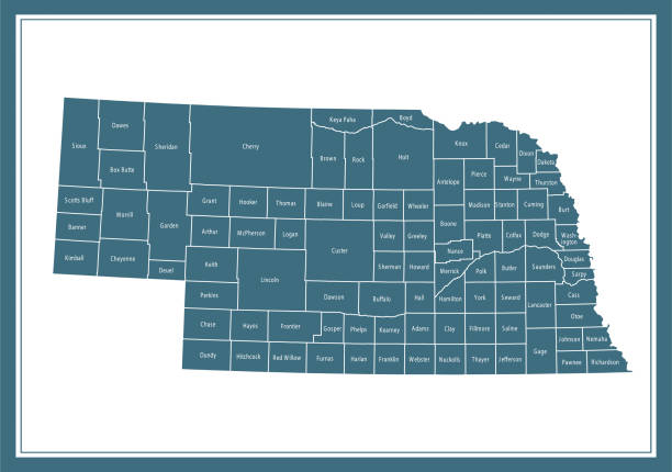 illustrazioni stock, clip art, cartoni animati e icone di tendenza di mappa delle contee del nebraska stampabile - brewster