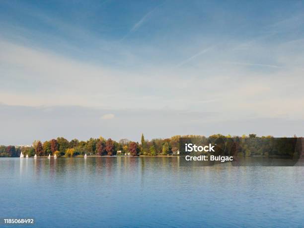 Lake Herăstrău Stock Photo - Download Image Now - Autumn, Boathouse, Border - Frame