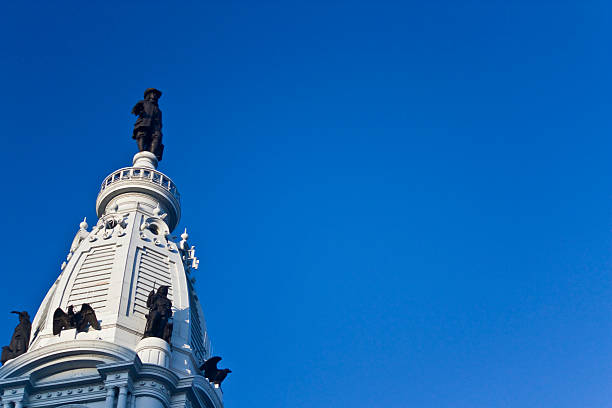 William Penn Statue and Blue Sky stock photo