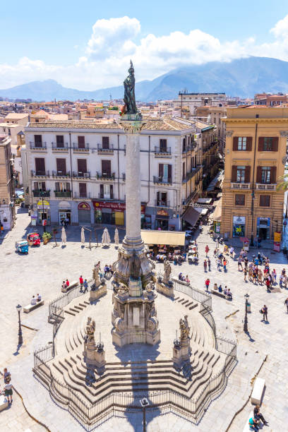 piazza san domenico, palermo, sicilia, italia - plaza san domenico fotografías e imágenes de stock