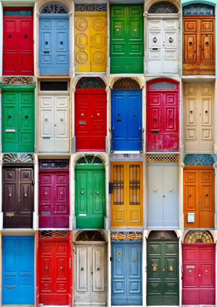 istock Mosaic of decorative doors of Malta 1185072647