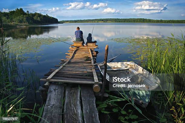 Fisherman On The Lake Stock Photo - Download Image Now - Fishing, Child, Lake