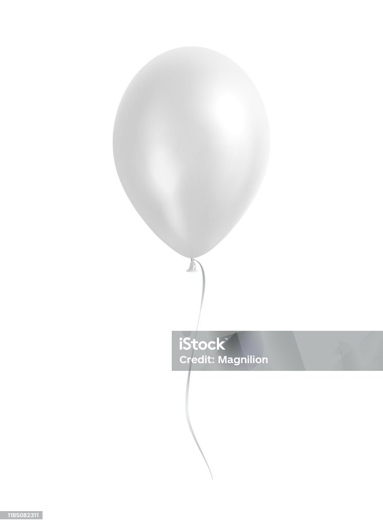 White Balloon with Silver Ribbon - Royalty-free Balão - Enfeite arte vetorial