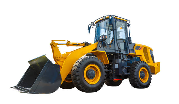 istock Grader and Excavator Construction Equipment with clipping path isolated on white background 1185082334