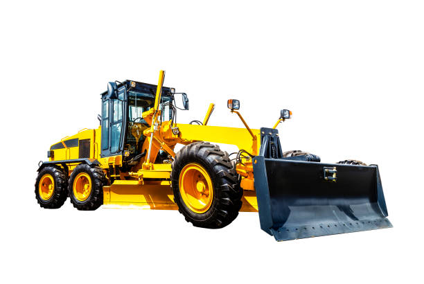 istock Yellow tractor on white background. Isolate tractor on white background . 1185082342