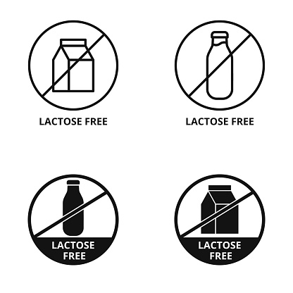 Lactose free signs vector set of food labels